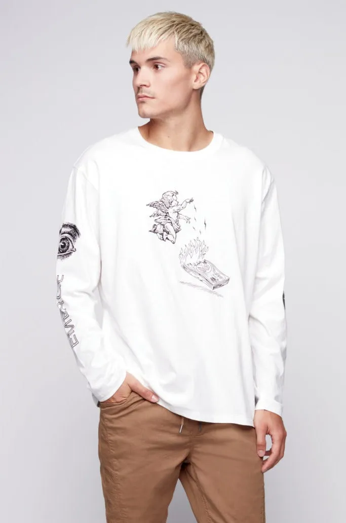 Printed Long Sleeve T-Shirt - White