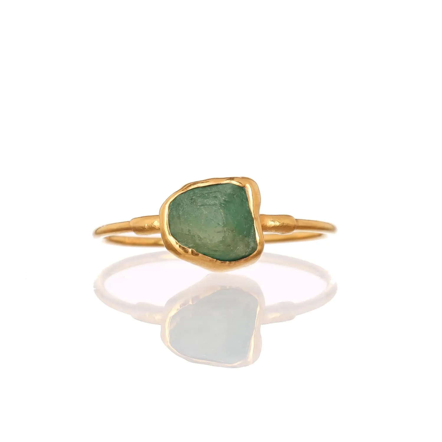 Raw Emerald Ring in Yellow Gold