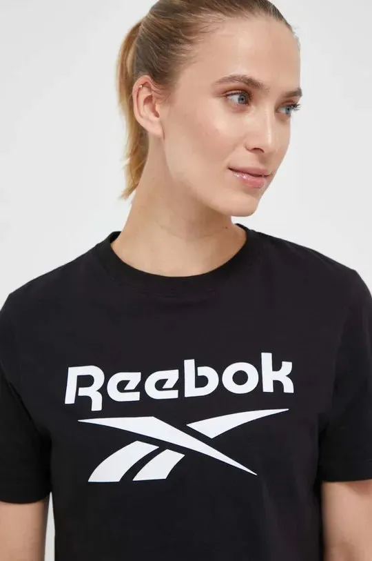 REEBOK WOMEN'S BIG LOGO CROP BLACK TEE