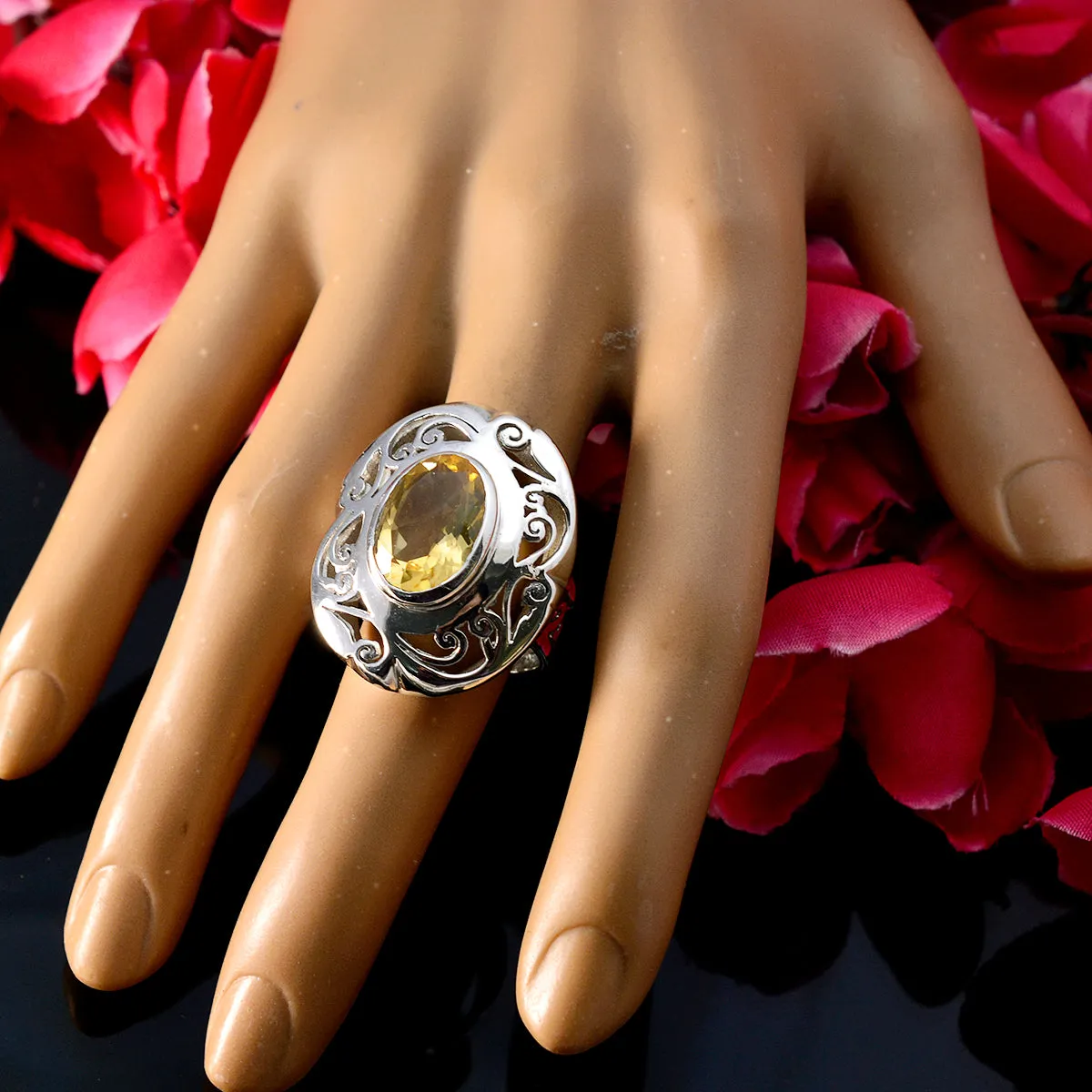 Riyo Fine-Looking Gems Citrine Sterling Silver Rings Sell Jewelry