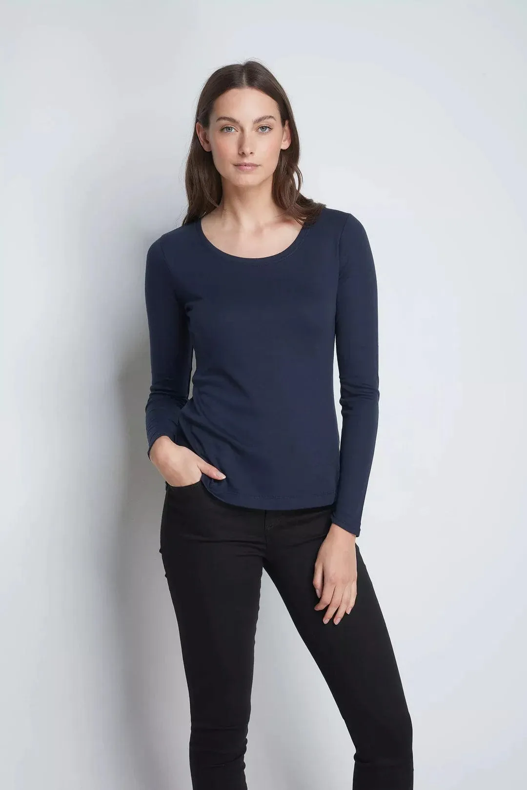 Scoop Neck Long Sleeve Cotton TENCEL Modal Blend T-shirt Bundle | Multiple Colours