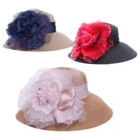 Silk Rose Lampshade Hat - Red/Black