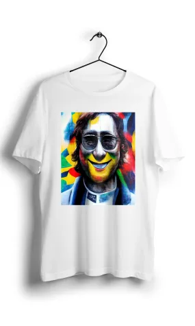 Smiley John Lennon in Eduardo Kobra street style -Digital Graphics Basic T-shirt White