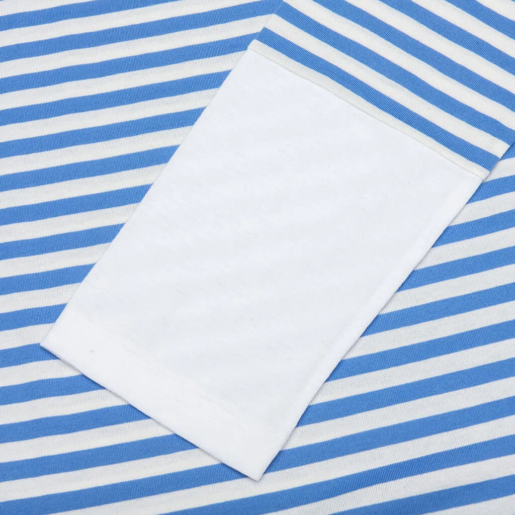 Stripe White T-Shirt - Blue