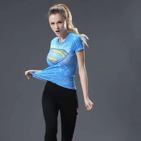 Supergirl 'Baby Blue' Compression Short Sleeve Rash Guard