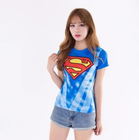 Supergirl 'Sky Blue Classic' Compression Short Sleeve Rash Guard