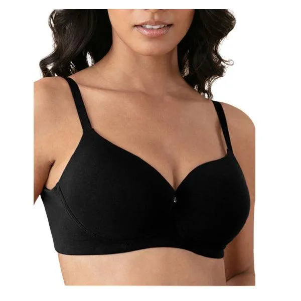 T-shirt Padded Wireless Bra With Broad Smooth Wings | Cotton Everday Bra- Black