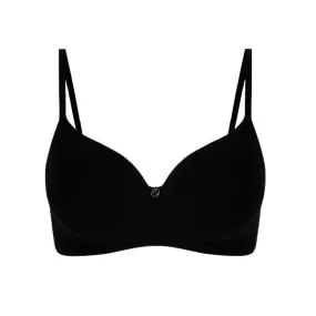 T-shirt Padded Wireless Bra With Broad Smooth Wings | Cotton Everday Bra- Black