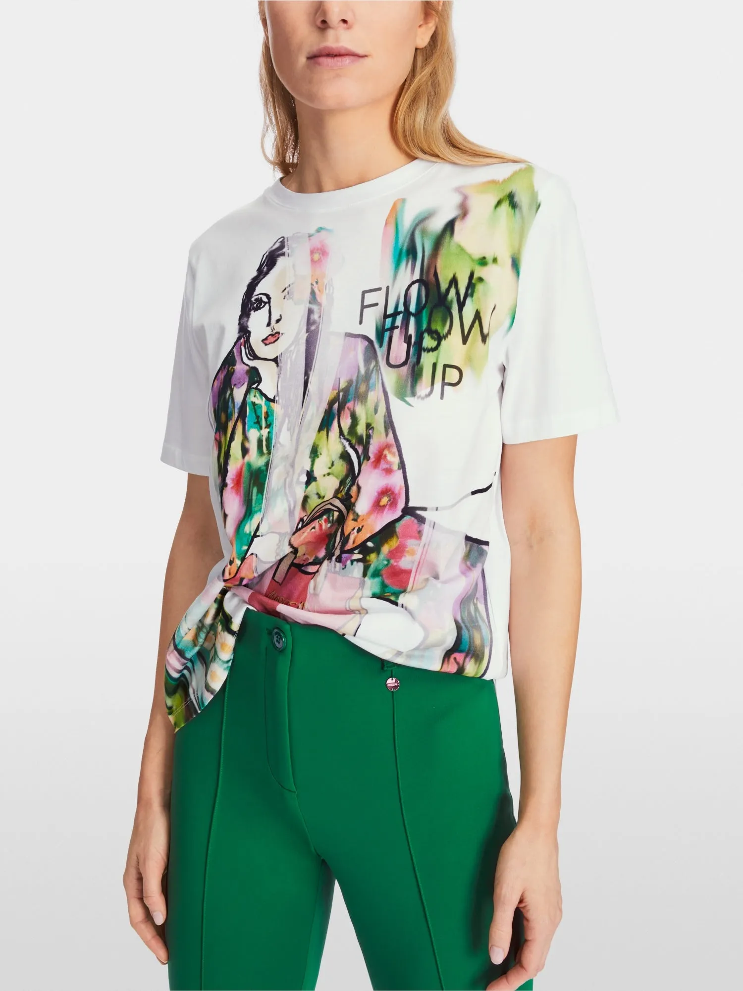 T-Shirt - White/Green/Print