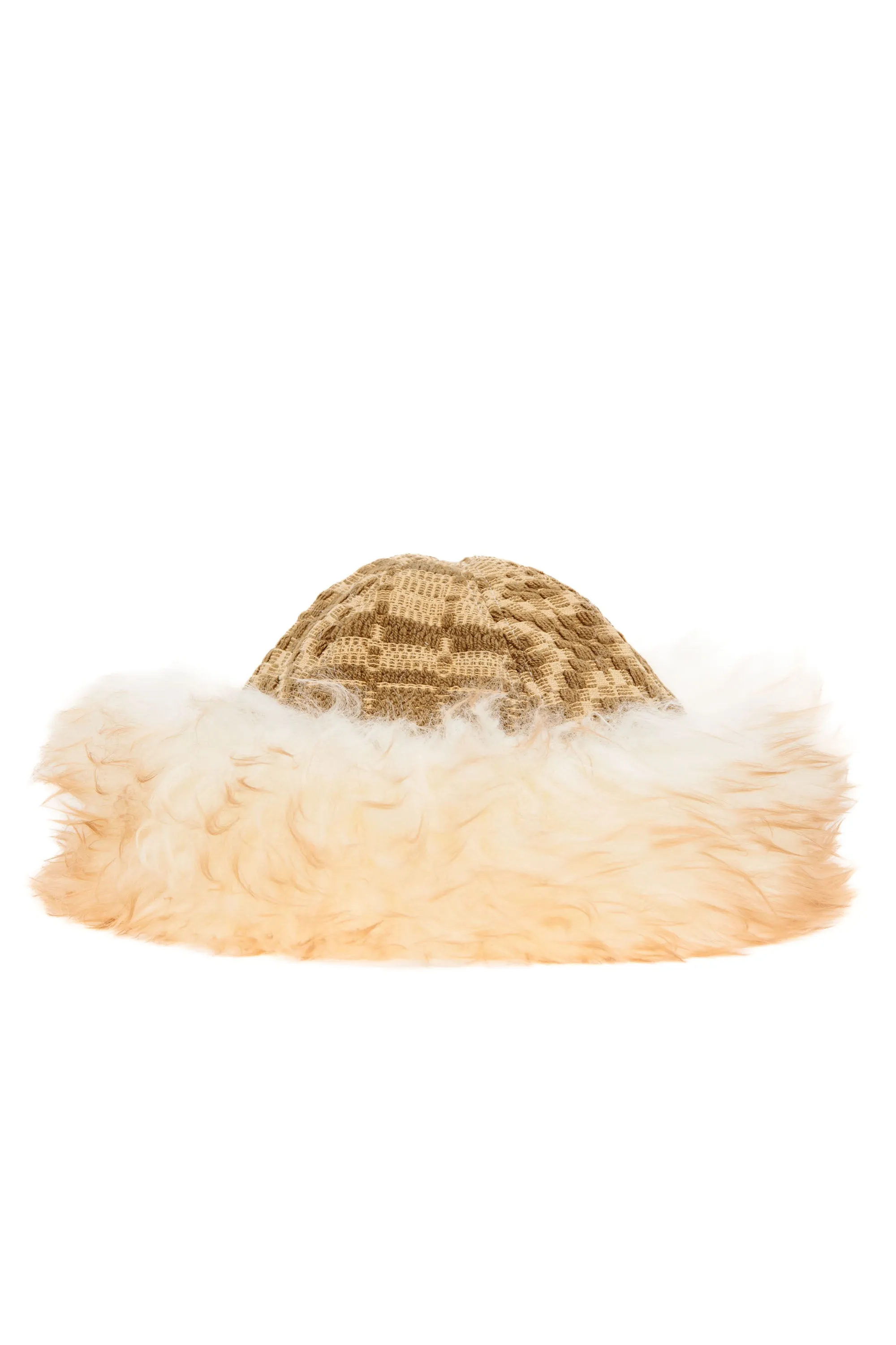 Tan Coverlet Shearling Hat