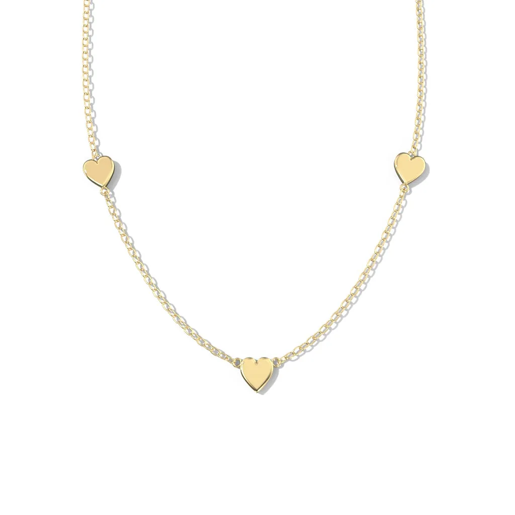 Triple Heart 10K Gold Necklace