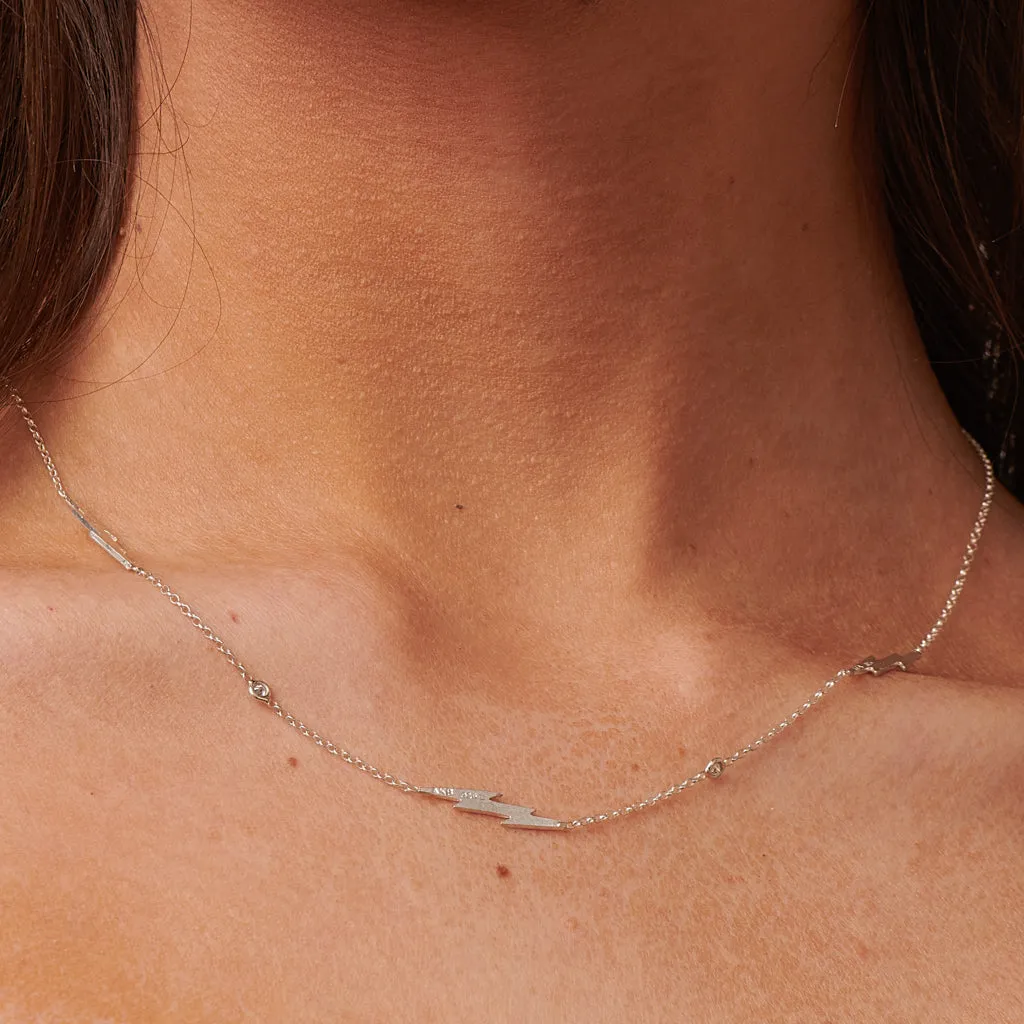 Triple Lightning Bolt Diamonds Necklace