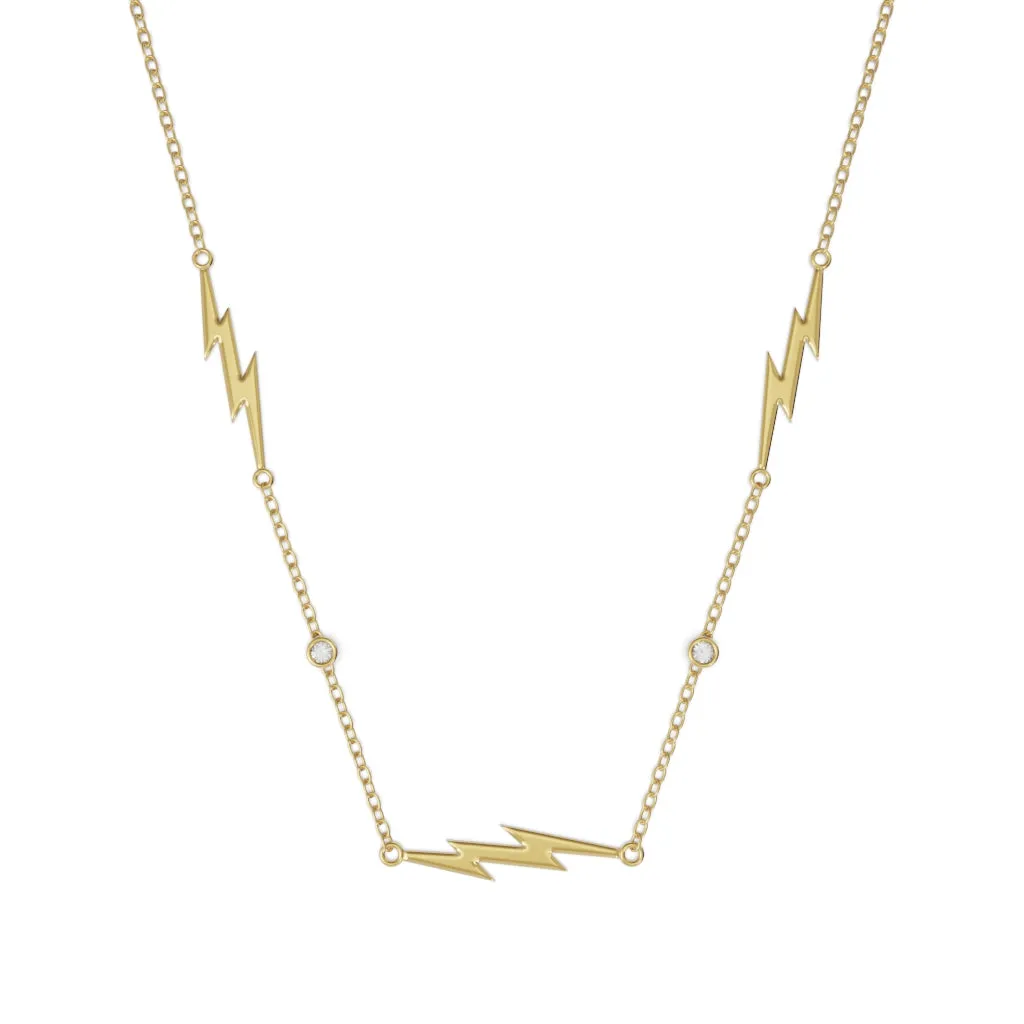 Triple Lightning Bolt Diamonds Necklace