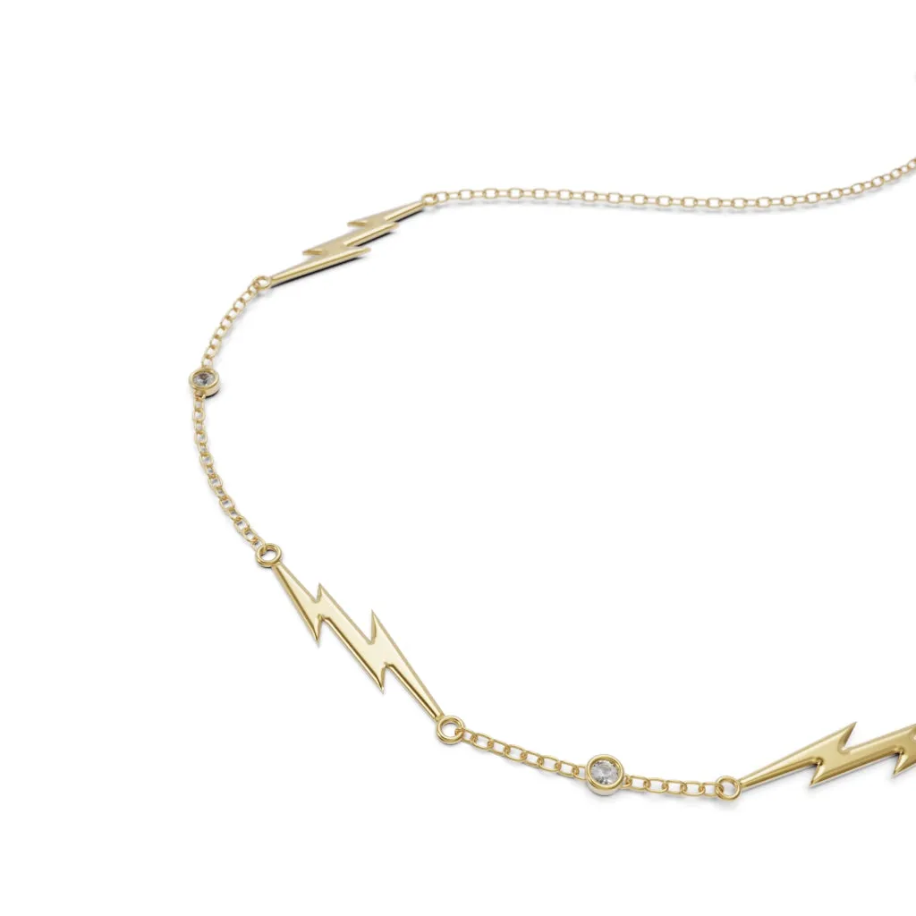 Triple Lightning Bolt Diamonds Necklace