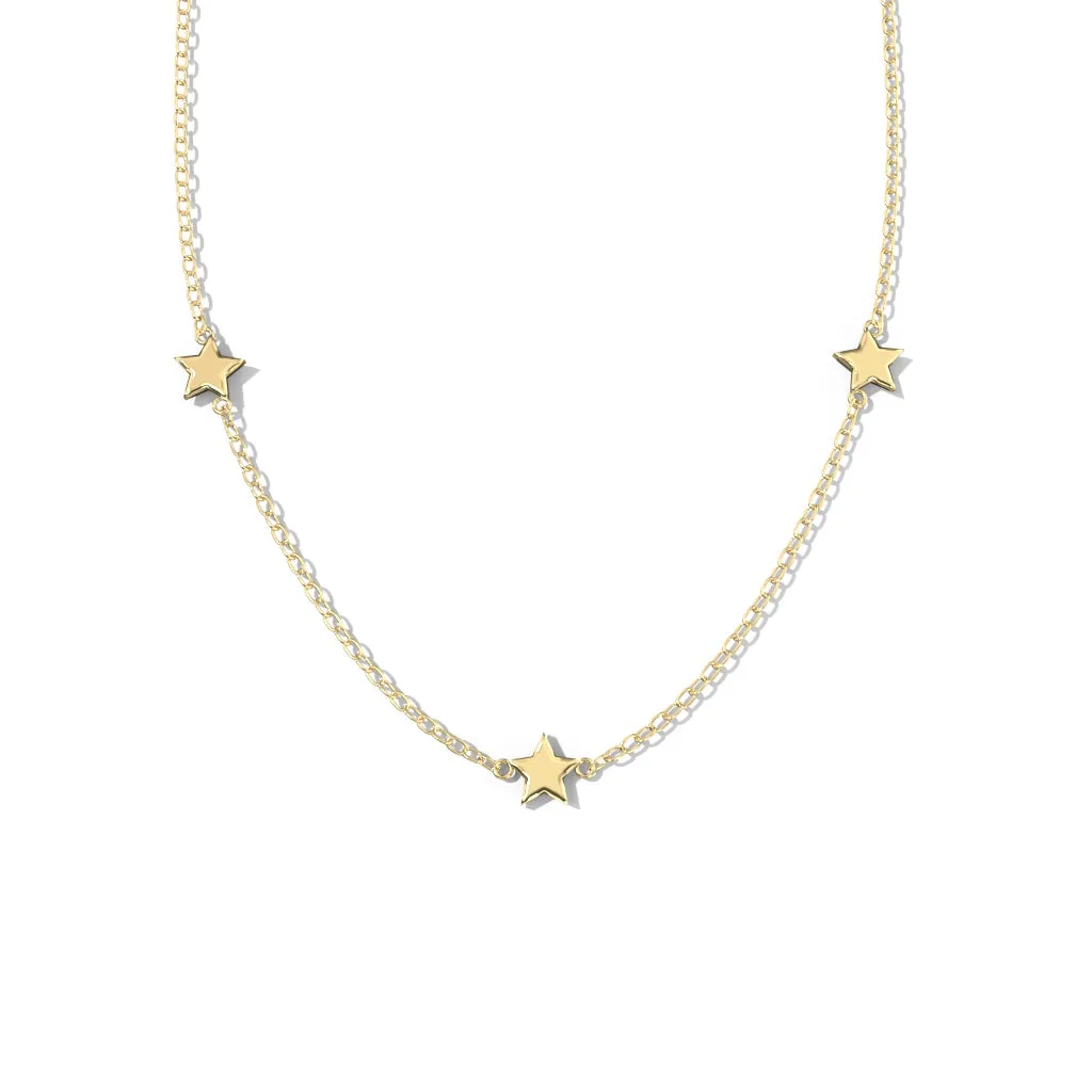 Triple Star 10k Gold Necklace