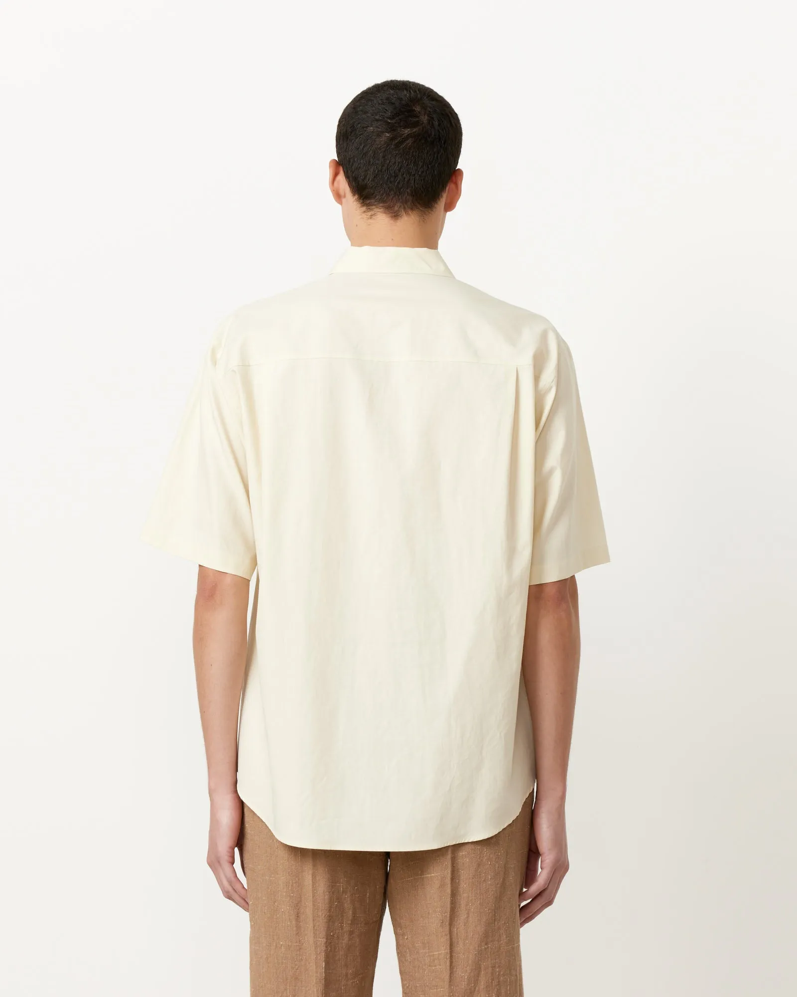 Washed Finx Twill Big Half Sleeve Shirt in Light Yellow