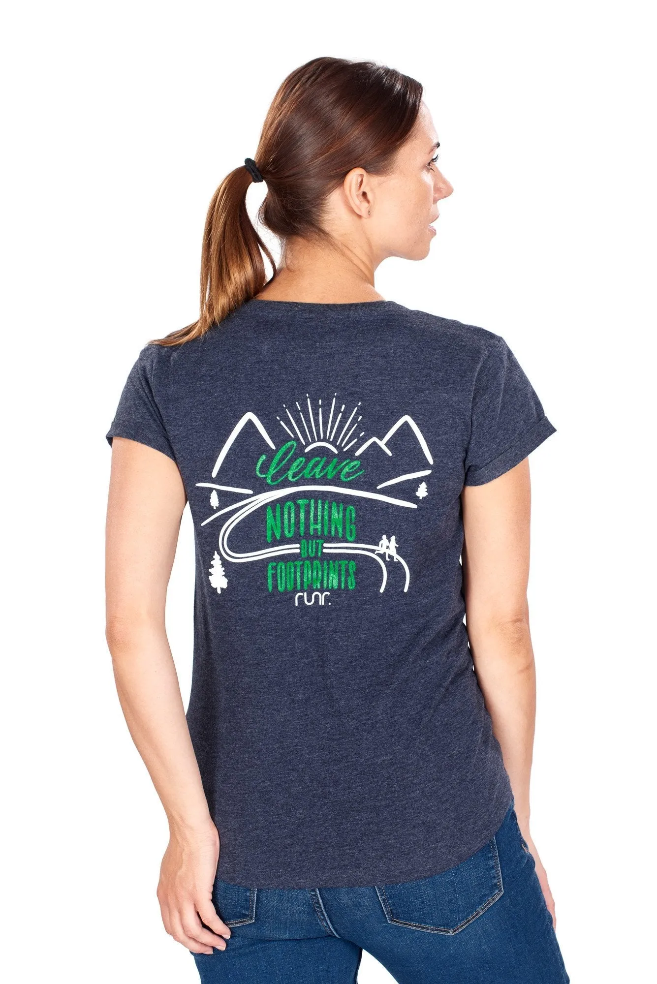 Women's 'Leave Nothing But Footprints' Runr T-Shirts - Navy